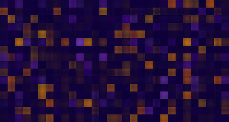 Modern Stylish Halftone Technology Seamless Texture. Tech Abstract Background with Random Size Pixels. Vector Chaotic Squares Mosaic Pattern. Vector Tiles.