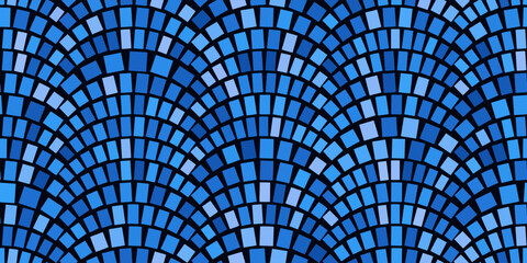 Blue Circular Mosaic Pattern. Decorative Antique Stone Ornament. Vector Illustration.