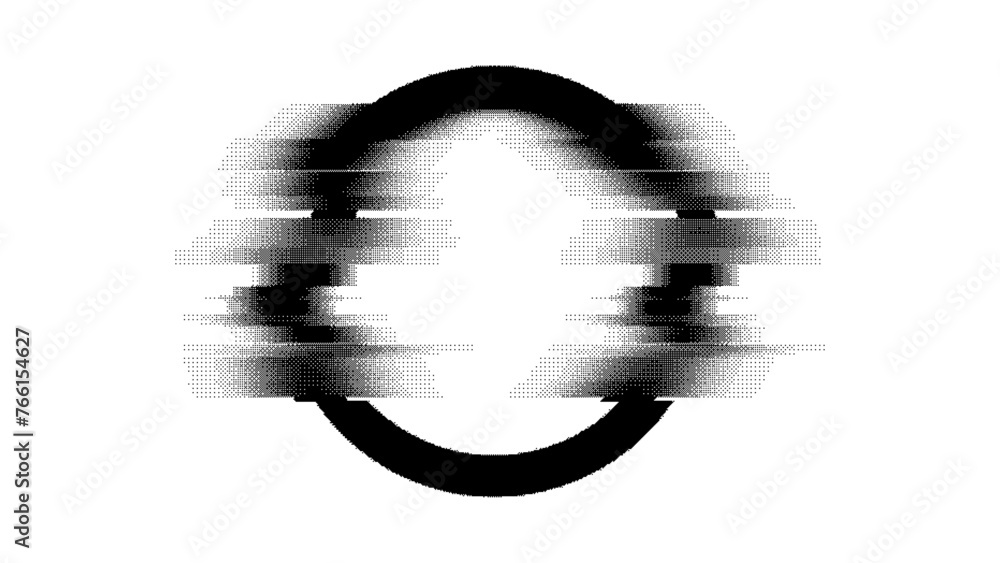 Poster glitched circle frame design. distorted glitch style modern background. glow design for graphic desi
