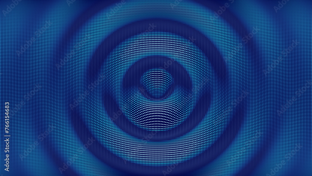 Aufkleber 3D Wavy Digital Particles Ripple Background. Colorful Blue Digital Ripple Effect. Big Data Audio Visualization. Digital Water Drop Waves Concept. Particles Vector Illustration. 3D Grid Surface.