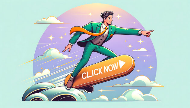 Illustration button web click now