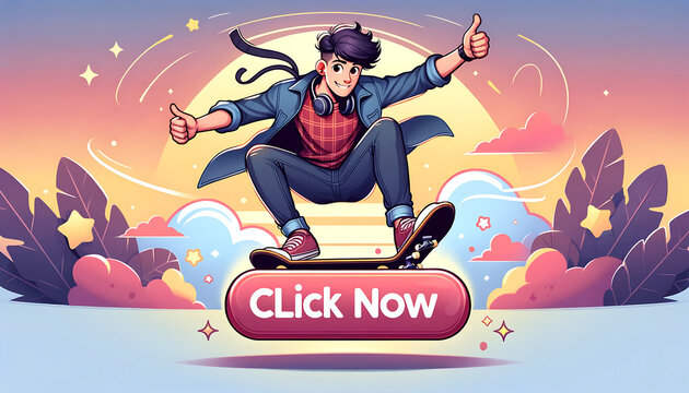 Illustration button web click now