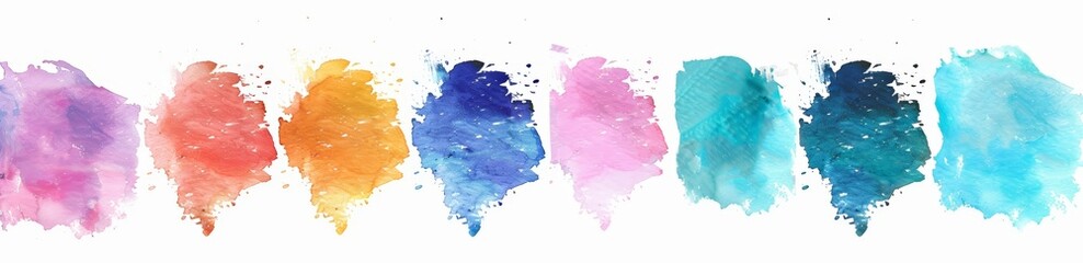 Various vibrant paint strokes in different colors lined up neatly on a clean white background