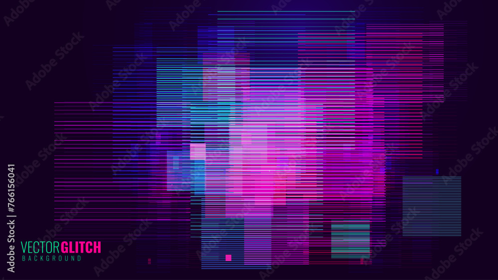 Poster abstract glitch horizontal lines background. unique design abstract digital noise glitch error video