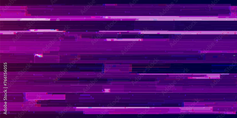 Leinwandbilder Abstract Cyberpunk Purple Glitch Background. Abstract Noise Effect, Error Video Damage, Stylized Data Corrupted Lines. Vector illustration.