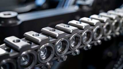 A precision-engineered timing chain, with closely spaced links and durable construction, ensuring precise valve timing