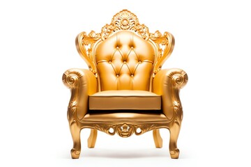 a gold chair with a white background - obrazy, fototapety, plakaty