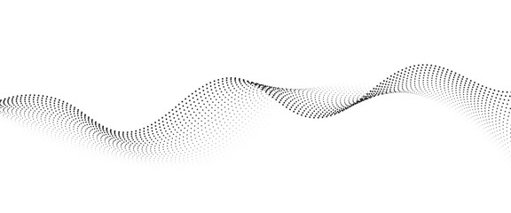 Flowing Dot Wave Pattern Halftone Curve Shape on Transparent Background