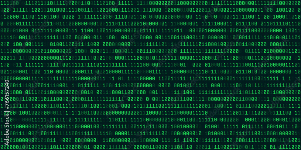 Aufkleber Vector Binary Code Green Background. Big Data and Programming Hacking, Deep Decryption and Encryption, Computer Streaming Numbers 1,0. Coding or Hacker Concept.