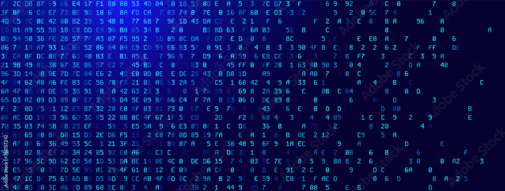 Fototapete Abstract Blue Technology Background. Binary Computer Code. Programming Coding Hacker concept. Vector Background Illustration.