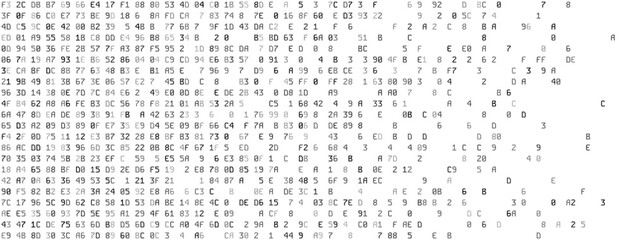 Abstract Technology Machine Code Background. Random Binary Hexadecimal Code. Matrix with Digits. Vector Illustration. Hacking, Cryptography, Malware, Reverse Engineering, Data Analysis Backdrop. © ec0de