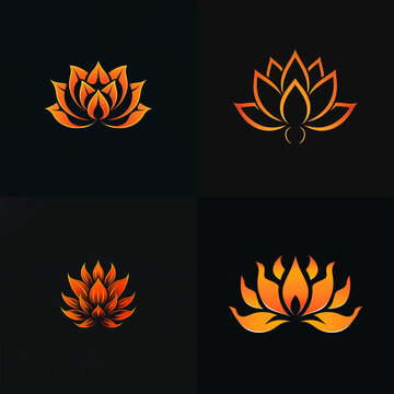 Set of orange lotus logo.
