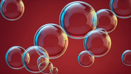 soap bubbles on a red background