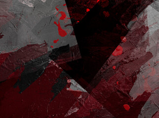red and black background with textured transparent squares in random layers