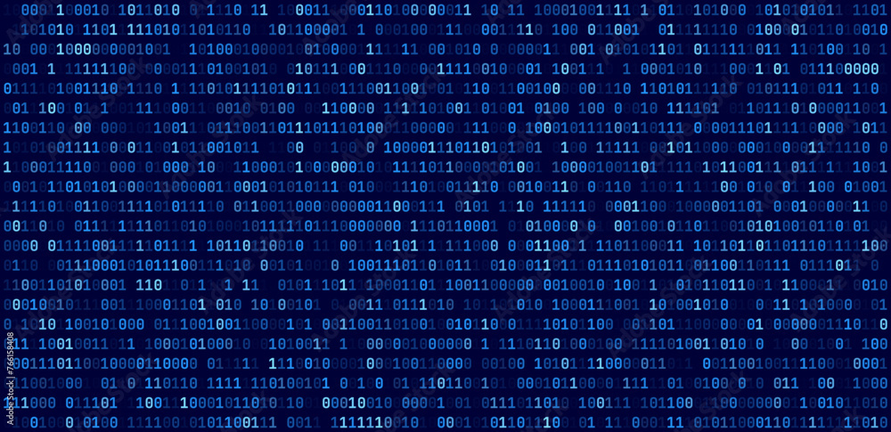 Aufkleber Abstract Blue Technology Background. Binary Computer Code. Programming Coding Hacker concept. Vector Background Illustration.