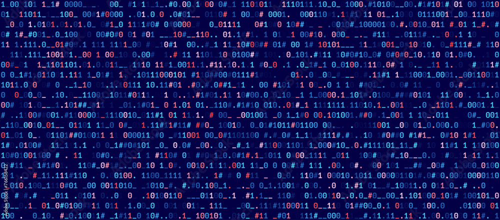 Fototapete Abstract Blue Technology Background. Binary Computer Code. Programming Coding Hacker concept. Vector Background Illustration.