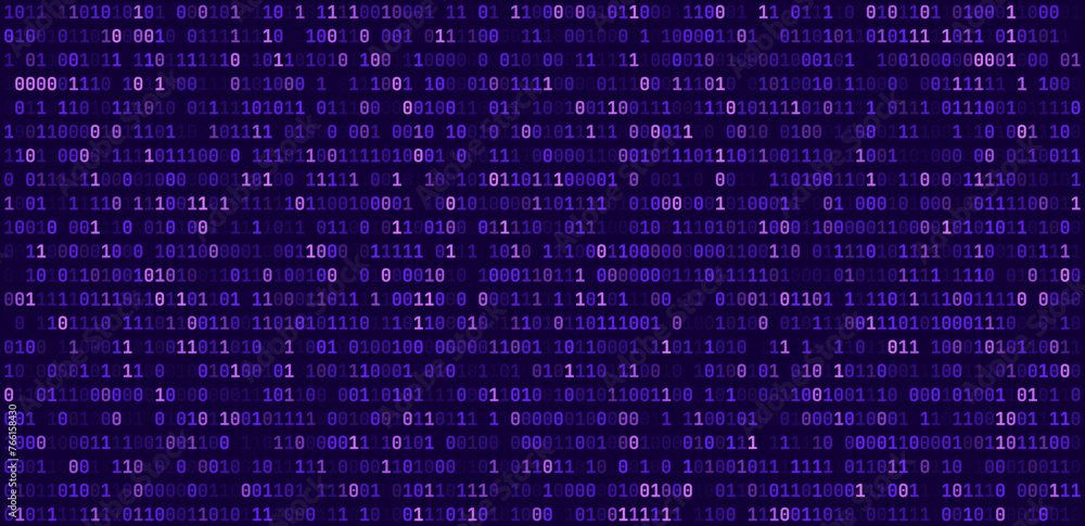 Fototapete Abstract Binary Software Programming Code Background. Random Parts of Program Code. Digital Data Technology Concept. Random Binary Data Matrix Wide Vector Illustration.