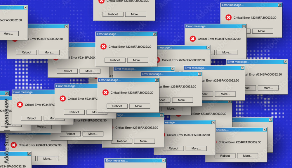 Poster Critical Error Warning Message Windows. Vintage User Interface Operating System Fail. Vector Illustration.
