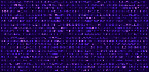 Abstract Binary Software Programming Code Background. Random Parts of Program Code. Digital Data Technology Concept. Random Binary Data Matrix Wide Vector Illustration.