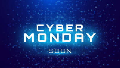 Cyber Monday Banner. Technology Business Sale Background. Special Offer Promo Backdrop. Vector Illustration.