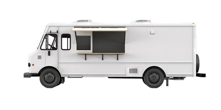White food truck blank template isolated on transparent png