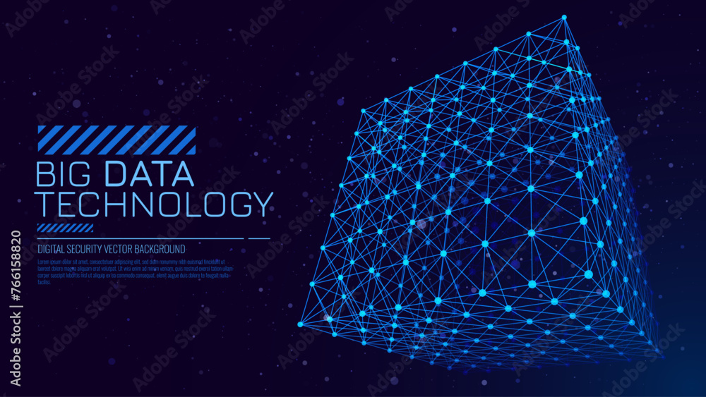 Fototapete Big Data Storage Technology. Abstract Data Cube Background. Modern Technology Banner. Information Server. Data Science Computer Science Algorithms Vector Illustration.