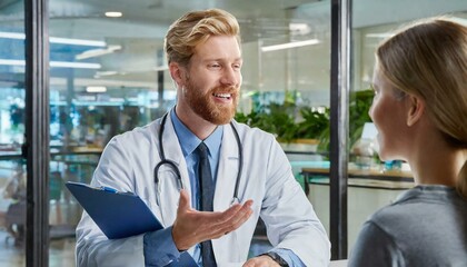 Obraz premium doctor talking to patient