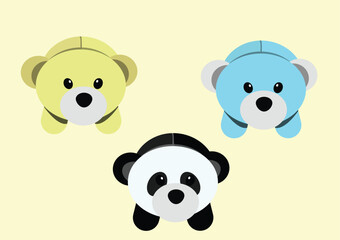 Tree teddy bear. Children's toy dolls illustration. Flat Style.