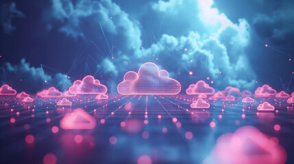 Cloud cost management and cloud cost optimization Software Development, Web Coding 3D concept illustration of collaboration via internet or cloud storage. remote work - obrazy, fototapety, plakaty