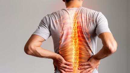 Lower back pain. Man holding his back in pain. Office syndrome, Lifting heavy things concept.