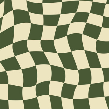 Colorful trendy checker board square seamless pattern collection. Set of geometric pastel square background in vintage psychedelic y2k style. Includes floral, rainbow and happy face prints.