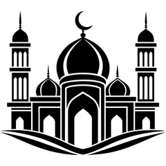 Symbol of Faith Islamic Mosque Silhouette Logo Inspires Reverence