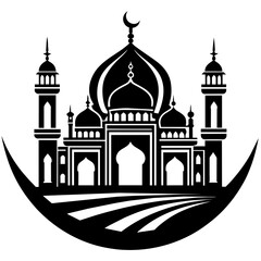 Symbol of Faith Islamic Mosque Silhouette Logo Inspires Reverence