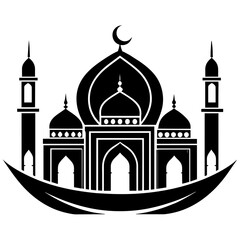 Beautiful Islamic Mosque Vector silhouette logo