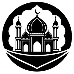 Symbol of Faith Islamic Mosque Silhouette Logo Inspires Reverence