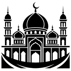 Beautiful Islamic Mosque Vector silhouette logo