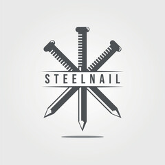 steel nail logo vintage illustration design