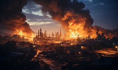 Industrial Factory Emitting Heavy Smoke