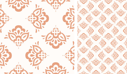 Cute scandinavian style ethnic seamless pattern. Hugge and calm hand drawn design. Moroccan tile. Mexican Spanish Talavera. Endless swatch with arabesque.