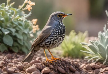 A karoo thrush in a residential garden in South Africa