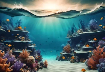 Kissenbezug Sea or ocean underwater deep nature background © Ehtisham