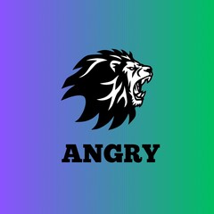 Angry - 1 Lion design is made on green background.