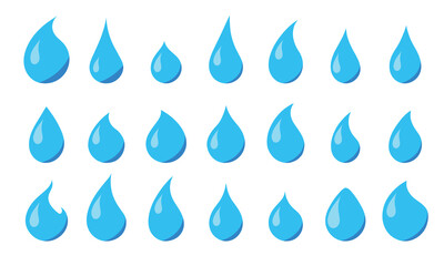Collection of water drops. Hand drawn vector art.