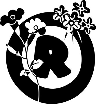 Registered trademark alphabet flower botanical decorative blossom nature letter.