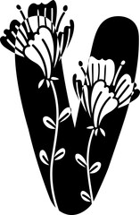 Uppercase V alphabet flower botanical decorative blossom nature letter. - 766164225