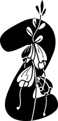 Uppercase Z alphabet flower botanical decorative blossom nature letter. - 766164240