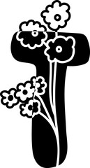 Uppercase T alphabet flower botanical decorative blossom nature letter. - 766164242