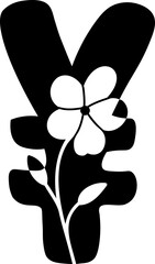 Yen alphabet flower botanical decorative blossom nature letter. - 766164245