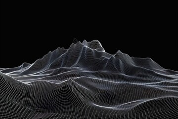 Wireframe mountain landscape in night