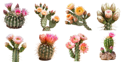 set of cactus flowers